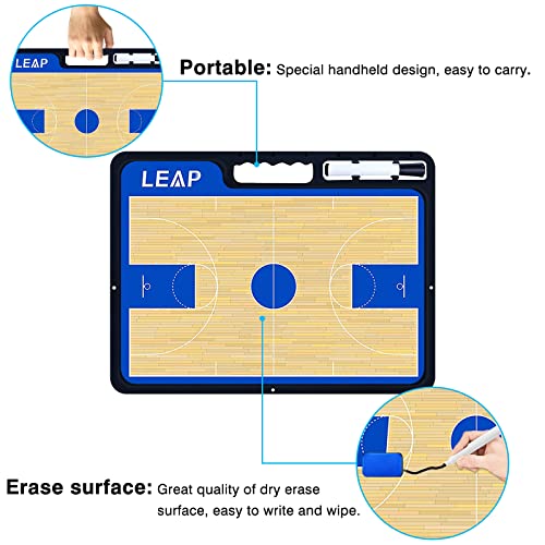 LEAP Basketball Coach Board Premium Coaches Clipboard Double Side Design with Full & Half Court and Dry Erase Marker Pen Coaching Board Great for Coaches Team, Community, High School Team - Image 4