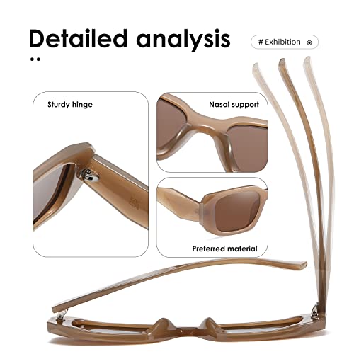 kimorn Rectangle Sunglasses for Women Men Trendy Retro Trendy Sun Glasses 90’s Vintage Square Frame K1307 (Camel Frame Brown Lens) - Image 5