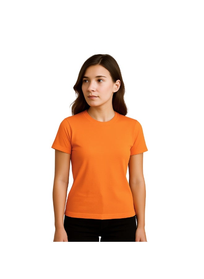 PRINTSHOP4ME Adult Round Neck Combed Women's T Shirt 190 GSM Pure Cotton Basic Colors - Image 2