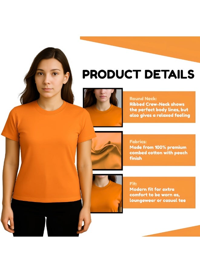 PRINTSHOP4ME Adult Round Neck Combed Women's T Shirt 190 GSM Pure Cotton Basic Colors - Image 3