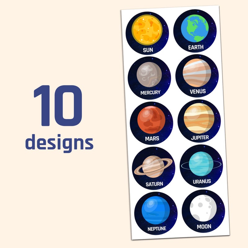 TownStix Planet Solar System Stickers for Kids, 1.5" - 20 Sheets, 200 Stickers - Image 4