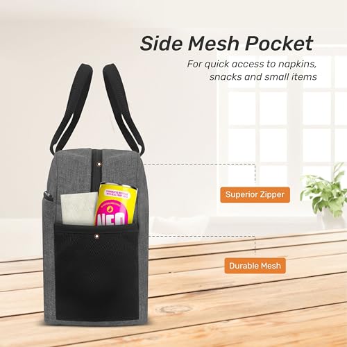 Cranique Polyester Insulated Travel Lunch Bag for Office, Tiffin Bag, Storage Bag, Unisex Lunch Box Bag for Office, College & School (QTFB1-Grey), 6.5 Liters - Image 4