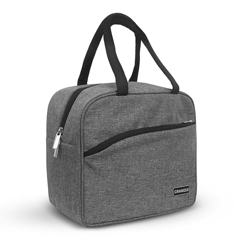 Cranique Polyester Insulated Travel Lunch Bag for Office, Tiffin Bag, Storage Bag, Unisex Lunch Box Bag for Office, College & School (QTFB1-Grey), 6.5 Liters - Image 1