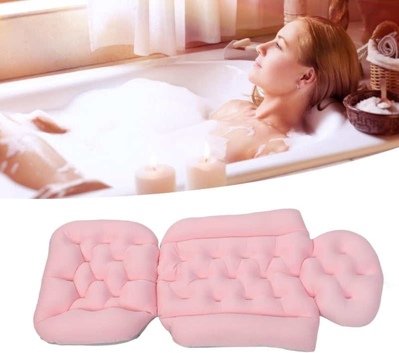 Full Body Bath Pillow, Bathtub Pillow with Non Slip Base, Ergonomic Breathable Mesh Cushion for Tub Spa Pool Outdoor Use, 90x38cm Foldable Quick Drying Bath Pillow (Pink) - Image 5