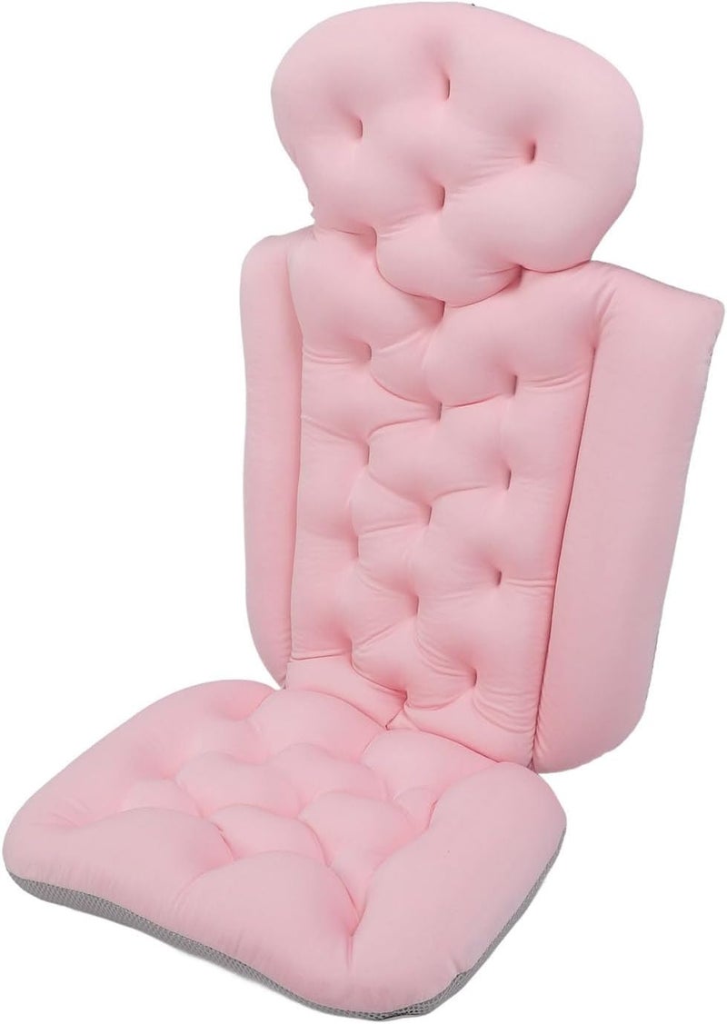Full Body Bath Pillow, Bathtub Pillow with Non Slip Base, Ergonomic Breathable Mesh Cushion for Tub Spa Pool Outdoor Use, 90x38cm Foldable Quick Drying Bath Pillow (Pink) - Image 1