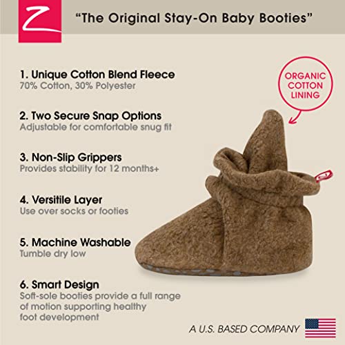 Zutano Unisex Fleece Baby Booties with Organic Cotton Lining, Newborn Essentials, Mocha Heather, 3 Months - Image 3