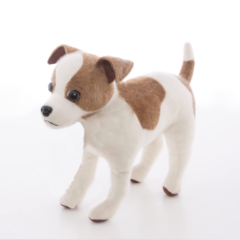 CU-MATE CUMATE 12 Realistic Jack Russell Terrier Plush White Brown Standing Puppy Dog Stuffed Animal Gift - Image 3