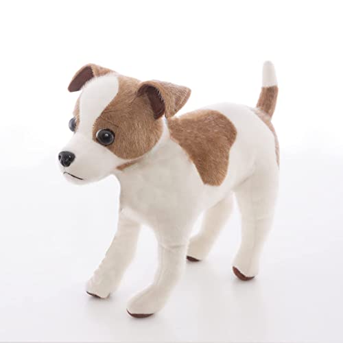 CU-MATE CUMATE 12 Realistic Jack Russell Terrier Plush White Brown Standing Puppy Dog Stuffed Animal Gift - Image 1