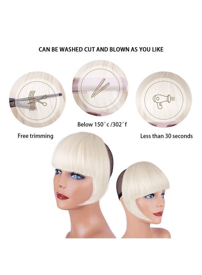 XRACEPHOL Platinum Blonde Clip in Bangs Fashion Full Length Synthetic 1 Piece Layered Clip in Hair Bangs Fringe Hairpieces Hair Extensions (Platinum Blonde) - Image 1