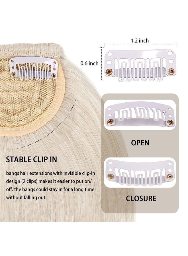 XRACEPHOL Platinum Blonde Clip in Bangs Fashion Full Length Synthetic 1 Piece Layered Clip in Hair Bangs Fringe Hairpieces Hair Extensions (Platinum Blonde) - Image 2
