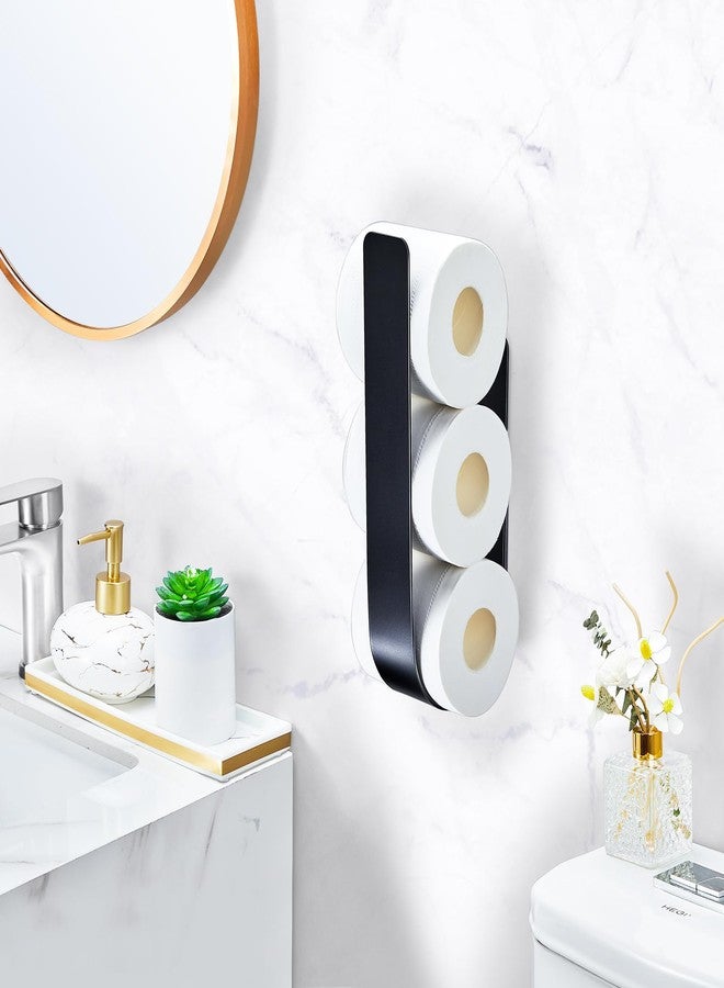 Oukimly Toilet Paper Storage Wall Mount, Over The Tank Extra Toilet Paper Holder for 3 Rolls Tissue, Metal Tissue Roll Storage Stand for Bathroom, RV Adhesive Loo Roll Holder (Black) - Image 3