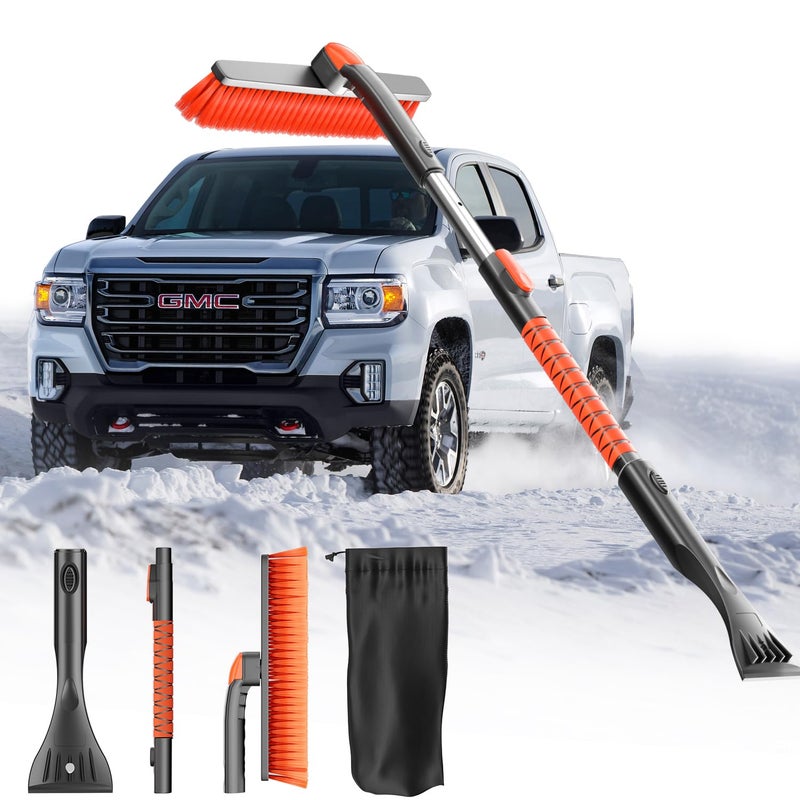 DooGooCoo Upgrade Ice Scraper Extendable Snow Brush for Car Windshield MilitaryGrade Sturdy 360 Pivoting Brush Head with Silicone Grip for Effortless OneSwipe Clean on Auto Large - Image 2