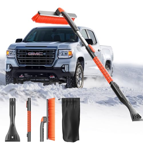 DooGooCoo Upgrade Ice Scraper Extendable Snow Brush for Car Windshield MilitaryGrade Sturdy 360 Pivoting Brush Head with Silicone Grip for Effortless OneSwipe Clean on Auto Large - Image 1