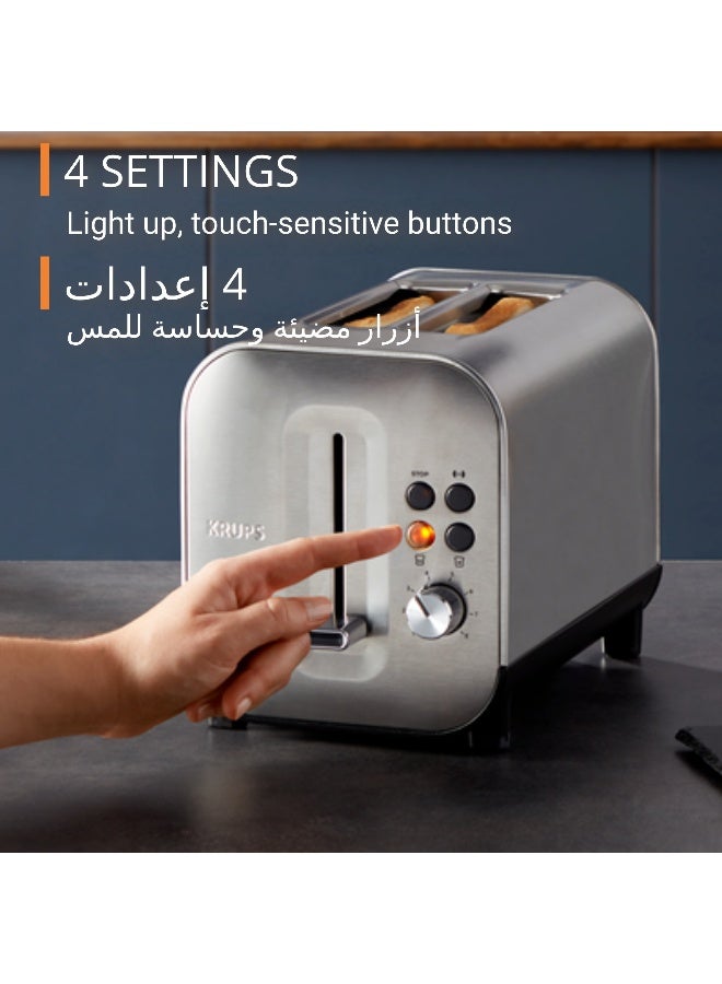 KRUPS First Toaster 2 Slots | Customized Toasting | 4 Functions | 850 W | 8 Browning Levels | High-Lift Lever | Stainless Steel | KH682DM0 850 W KH682DM0 Stainless steel - Image 4