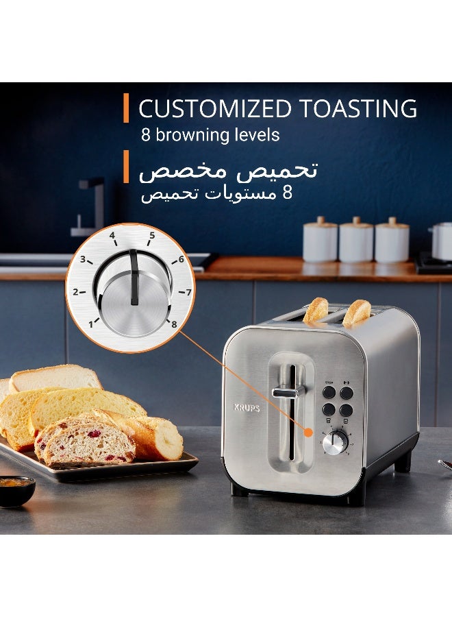 KRUPS First Toaster 2 Slots | Customized Toasting | 4 Functions | 850 W | 8 Browning Levels | High-Lift Lever | Stainless Steel | KH682DM0 850 W KH682DM0 Stainless steel - Image 3
