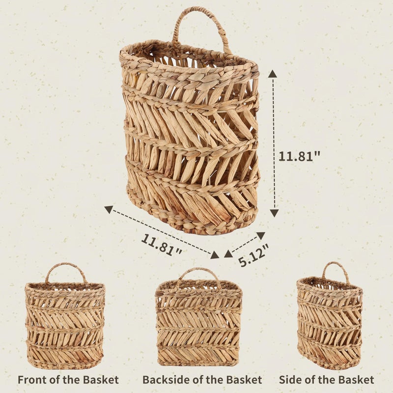 SHCMSADO Wicker Hanging Basket Handmade Woven Hanging Storage Basket Natural Wicker Decorative Baskets for House Garden Wedding Wall Decorations,12*5*12 - Image 3