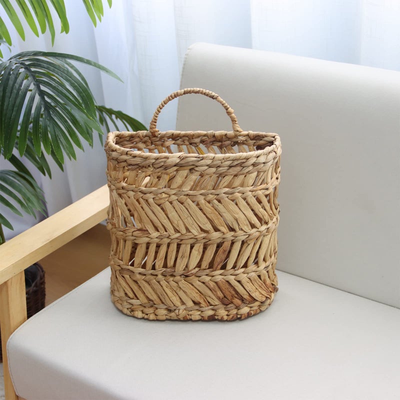SHCMSADO Wicker Hanging Basket Handmade Woven Hanging Storage Basket Natural Wicker Decorative Baskets for House Garden Wedding Wall Decorations,12*5*12 - Image 4