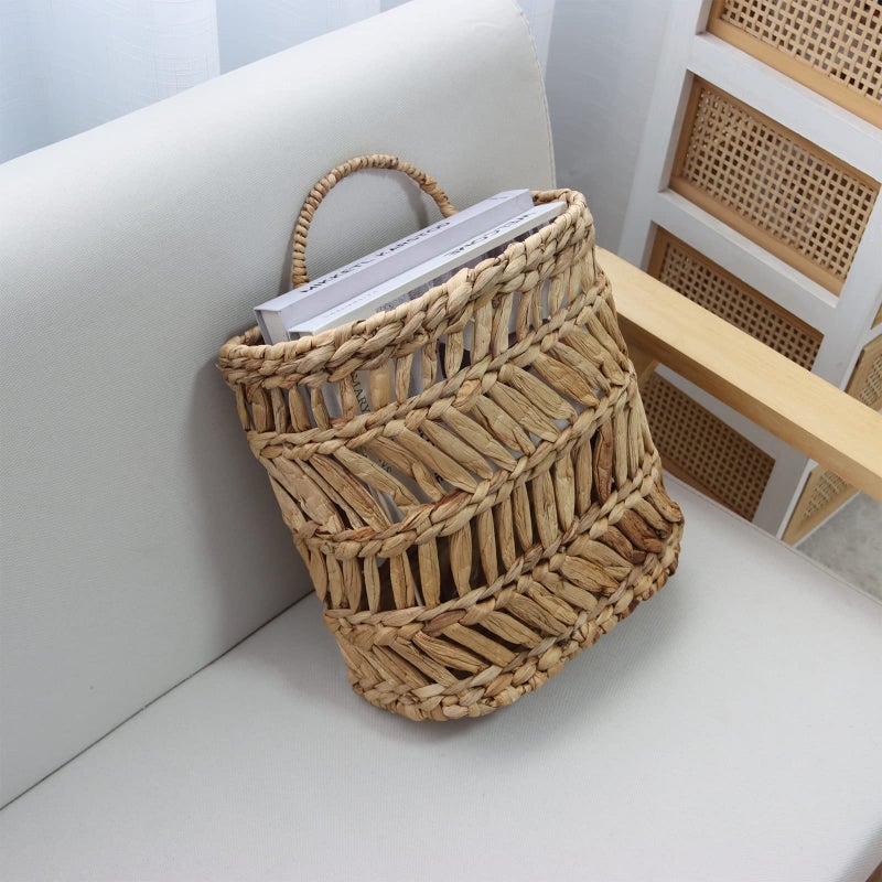 SHCMSADO Wicker Hanging Basket Handmade Woven Hanging Storage Basket Natural Wicker Decorative Baskets for House Garden Wedding Wall Decorations,12*5*12 - Image 5