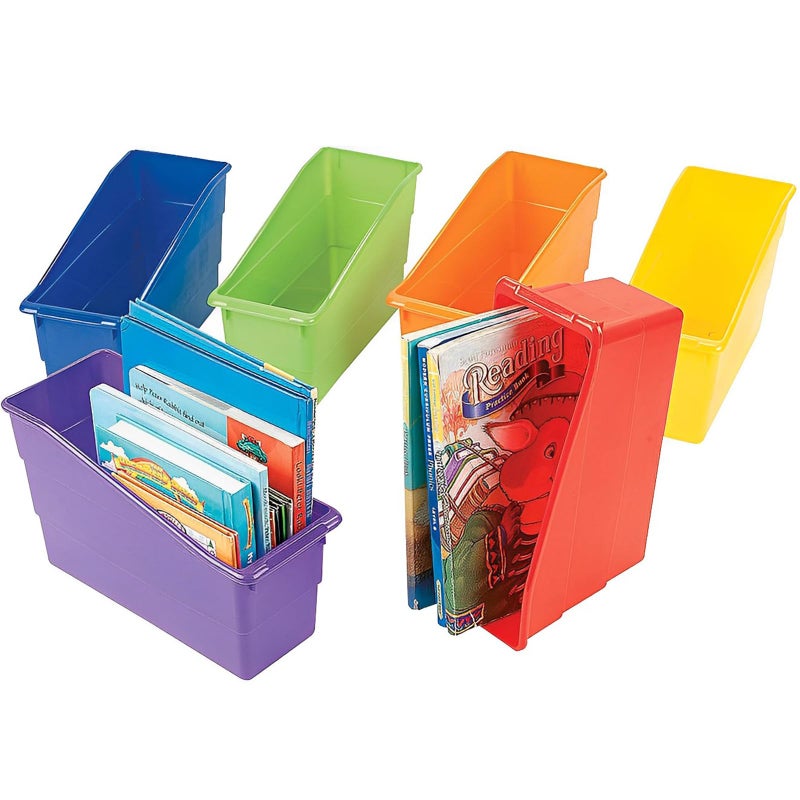 Fun Express Magazine Holder Book Bins 6 Pack HeavyDuty Plastic Bins for Organization Folder Organizer for Classroom Storage Home Office Teacher Organization MultiColor Set 5x125x725 - Image 2