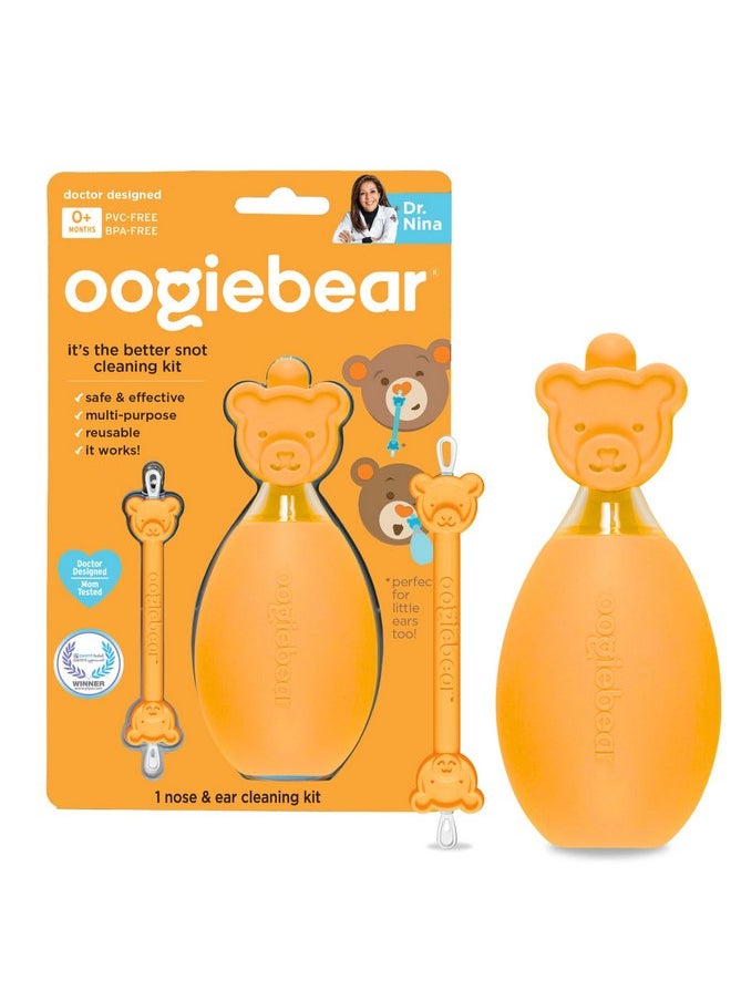 oogiebear - oogiebear: BearPair Baby Nose Cleaner & Ear Wax Removal Tool with Nasal Aspirator - Safe Booger & Earwax Removal for Newborns, Infants, Toddlers - Essential Baby Stuff, Diaper Bag Must-Have - Orange - Image 1