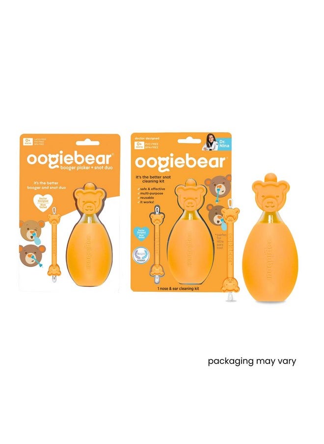 oogiebear - oogiebear: BearPair Baby Nose Cleaner & Ear Wax Removal Tool with Nasal Aspirator - Safe Booger & Earwax Removal for Newborns, Infants, Toddlers - Essential Baby Stuff, Diaper Bag Must-Have - Orange - Image 1