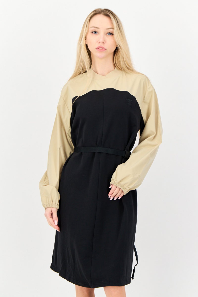 adidas Originals Women Sportswear Fit Long Sleeves Outdoor Belted Dress, Multicolor  - Image 1