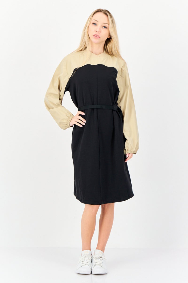 adidas Originals Women Sportswear Fit Long Sleeves Outdoor Belted Dress, Multicolor  - Image 2