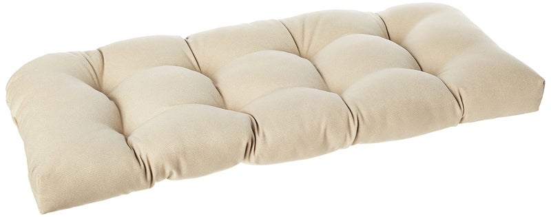Pillow Perfect Pompeii Solid IndoorOutdoor Wicker Patio SofaSwing Cushion Tufted Weather and Fade Resistant 19 x 44 Beige