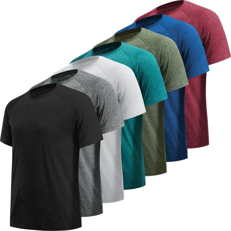 MLYENX 7 Pack Workout Shirts for Men Quick Dry Moisture Wicking Mens Gym Shirts Athletic T-Shirts - Image 1