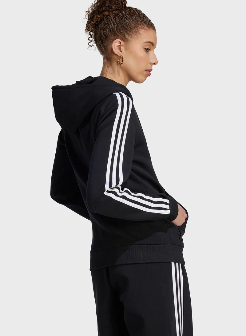 Adidas 3 Stripes Full-Zip Fleece Hoodie