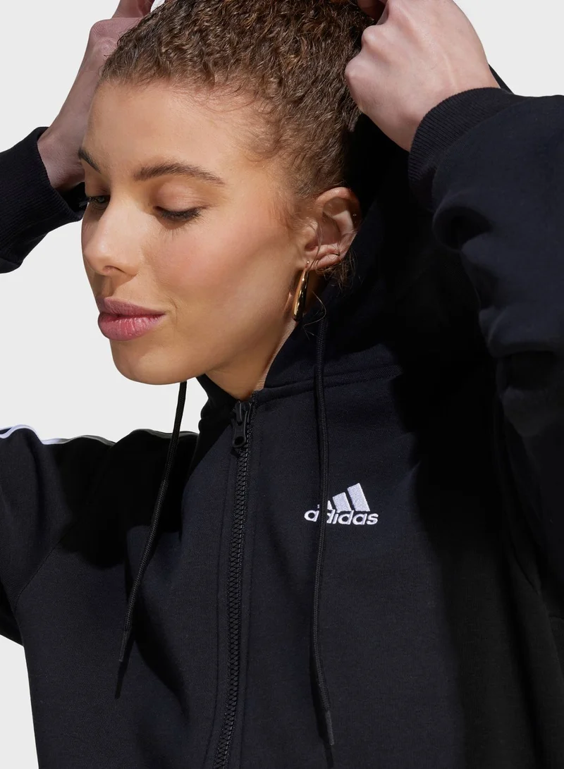 Adidas 3 Stripes Full-Zip Fleece Hoodie
