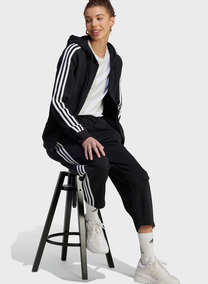 Adidas 3 Stripes Full-Zip Fleece Hoodie