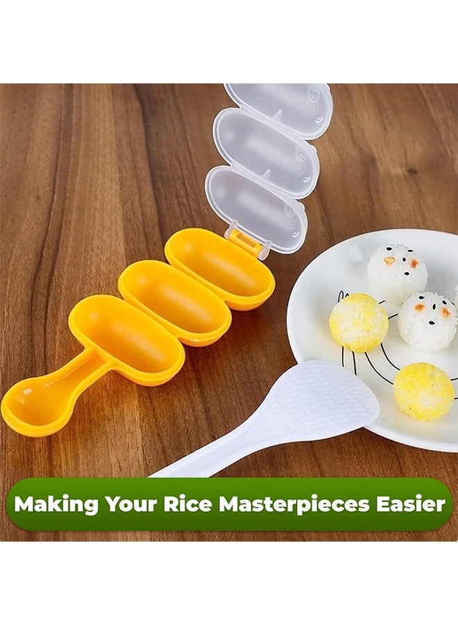 HS Rice Ball Mold Set With Spatula, DIY Sticky Rice Molds, Large Ball Mold Kitchen Tool With Mini Rice Scoop, Rice Roll Shaker Ball Maker For Kids - Image 5
