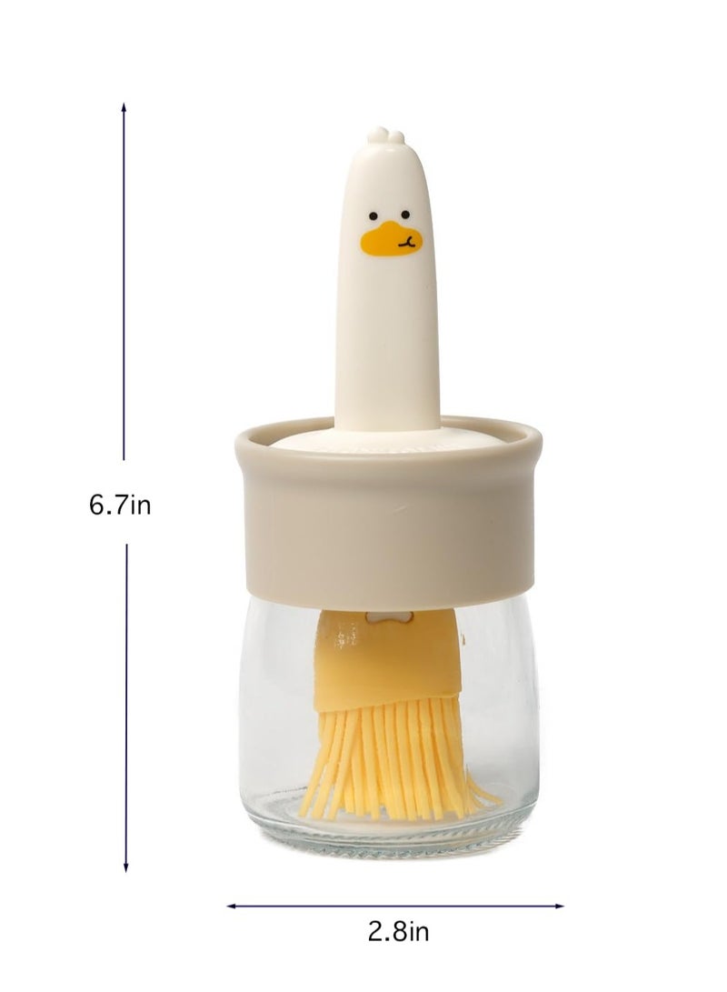 2 قطعة من خزان النفط مع فرشاة ، 2 في 1 الوقود الحاويات الزجاجية ، سيليكون الخبز ، مطبخ الطبخ ، القلي ، والخبز ، كعكة الشواء ، الهواء المقلاة فرشاة زجاجة ، أبيض - Image 2