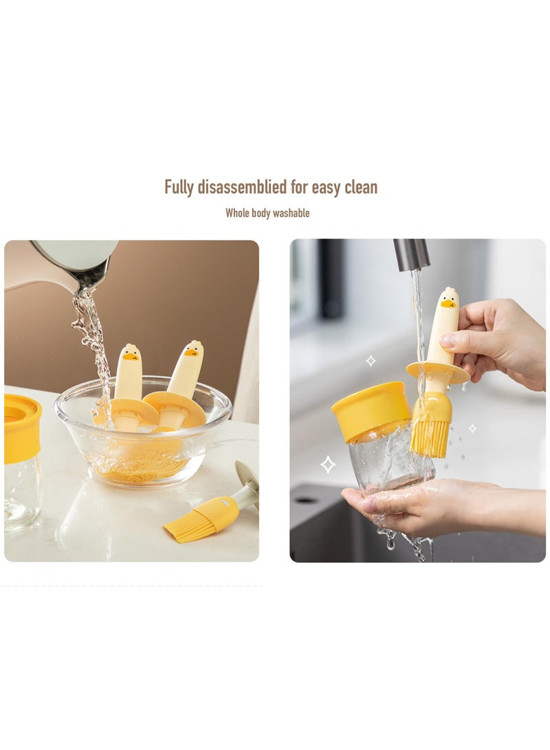 2 قطعة من خزان النفط مع فرشاة ، 2 في 1 الوقود الحاويات الزجاجية ، سيليكون الخبز ، مطبخ الطبخ ، القلي ، والخبز ، كعكة الشواء ، الهواء المقلاة فرشاة زجاجة ، أبيض - Image 3