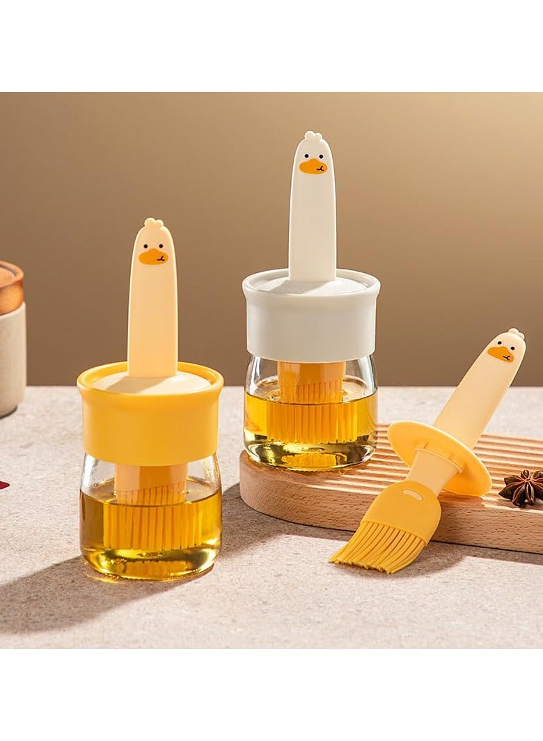 2 قطعة من خزان النفط مع فرشاة ، 2 في 1 الوقود الحاويات الزجاجية ، سيليكون الخبز ، مطبخ الطبخ ، القلي ، والخبز ، كعكة الشواء ، الهواء المقلاة فرشاة زجاجة ، أبيض - Image 5