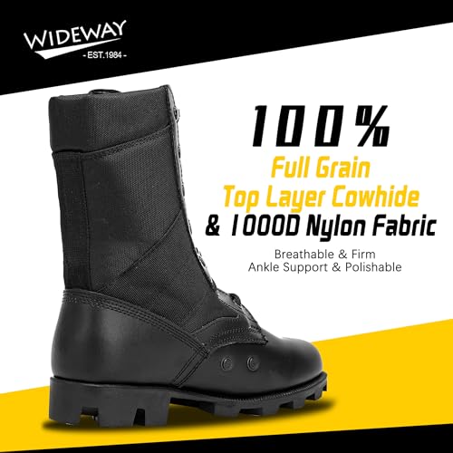 WIDEWAY Men and Women Jungle Boots Black Military Boots Leather Combat Boots Tactical Army Boots Outdoor Hiking Boots - Image 3