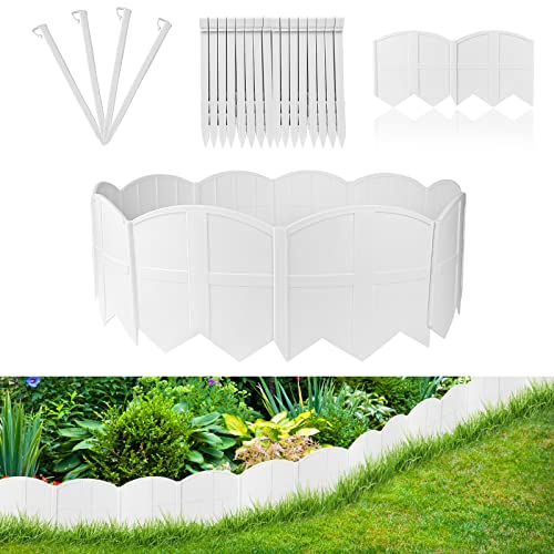 AMURS 20Pcs Garden Edging Border Landscape Edging Lawn Garden Fence Decorative Landscape Border 20Ft Length Landscaping with 20 Pcs Stakes for Lawn Flower Bed Yard White - Image 1
