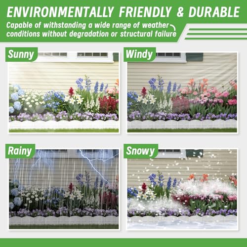 AMURS 20Pcs Garden Edging Border Landscape Edging Lawn Garden Fence Decorative Landscape Border 20Ft Length Landscaping with 20 Pcs Stakes for Lawn Flower Bed Yard White - Image 4