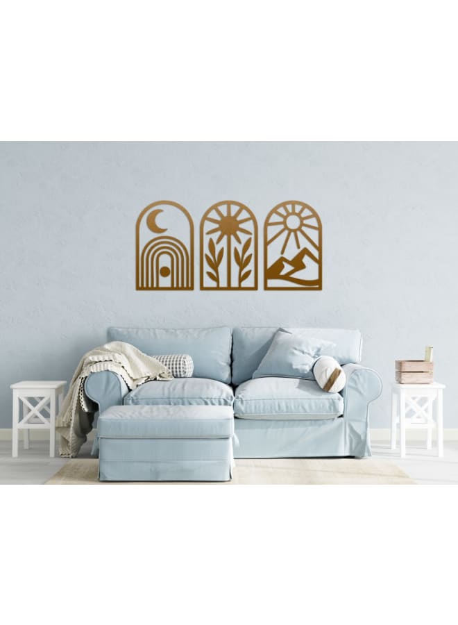 Home Gallery Set Of Boho Design Wood Wall Art - Image 1