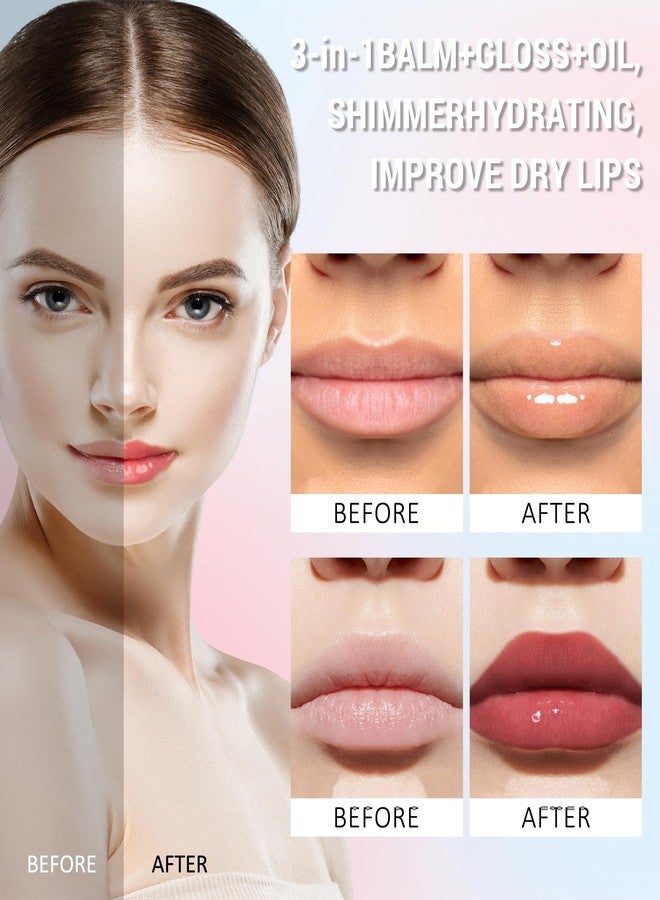 LYSdefeu Tinted Lip Gloss Oil, Nude Brown Hydrating Lip Tint Stain, Sheer Lip Treatment Moisturizer, Moisturizing Lip Tint Balm Lipstick Lipgloss, Glow Reviver Lips Care Oil, Christmas Makeup Gift for Women-05 - Image 5