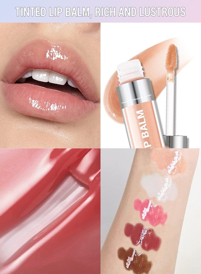 LYSdefeu Tinted Lip Gloss Oil, Nude Brown Hydrating Lip Tint Stain, Sheer Lip Treatment Moisturizer, Moisturizing Lip Tint Balm Lipstick Lipgloss, Glow Reviver Lips Care Oil, Christmas Makeup Gift for Women-05 - Image 4
