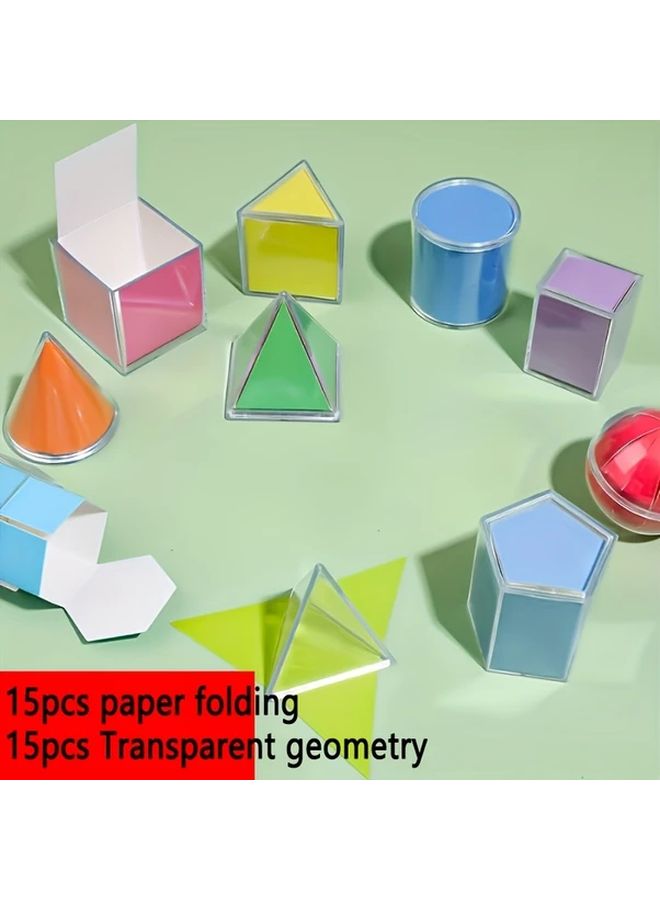 30pcs Transparent Geometric Solids 3D to 2D Conversion Learning Set for Math Education - Image 2