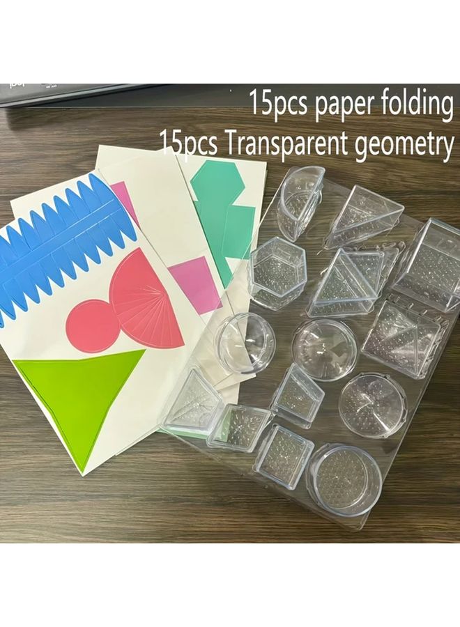 30pcs Transparent Geometric Solids 3D to 2D Conversion Learning Set for Math Education - Image 4