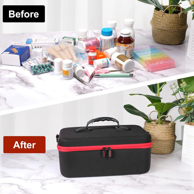 Yewltvep Pill Bottle Organizer Medicine Organizer Box Travel Medicine Bottle Organizer Storage Hard Shell First Aid Case First Aid Box Empty for Emergency Medication First Aid Bags Case Only - Image 3