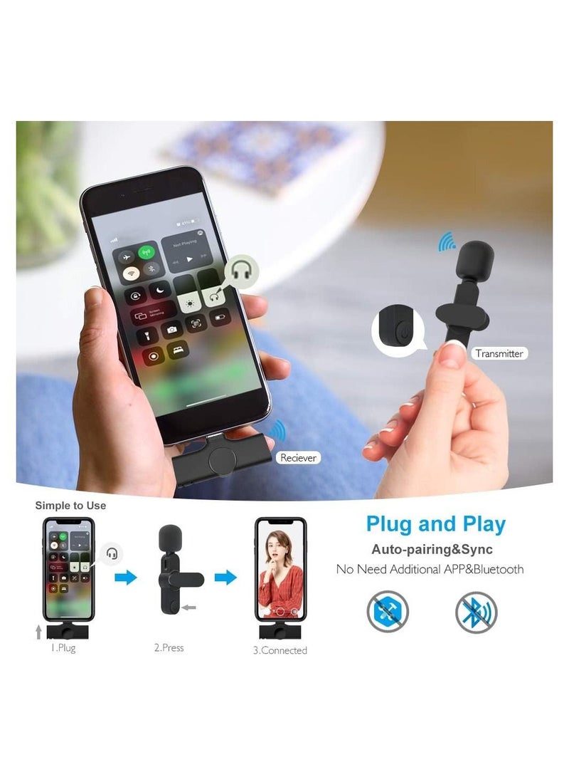 Wireless Lapel Lavalier Microphone for iPhone iPad Recording,YouTube Facebook Live Stream,Vlog, Auto-Sync Wireless Mic with 2 Clips - Image 3