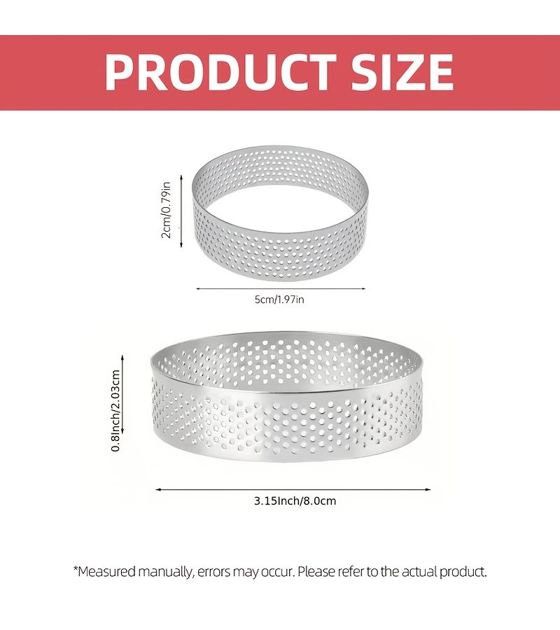 10pcs Stainless Steel Perforated Tart Rings Non Stick Round Pastry Molds Baking Mousse Cakes Shortbread,Fruit Tarts French Desserts Mini Cakes Heat Resistant Dishwasher Safe Diameter 1.97inch - Image 3