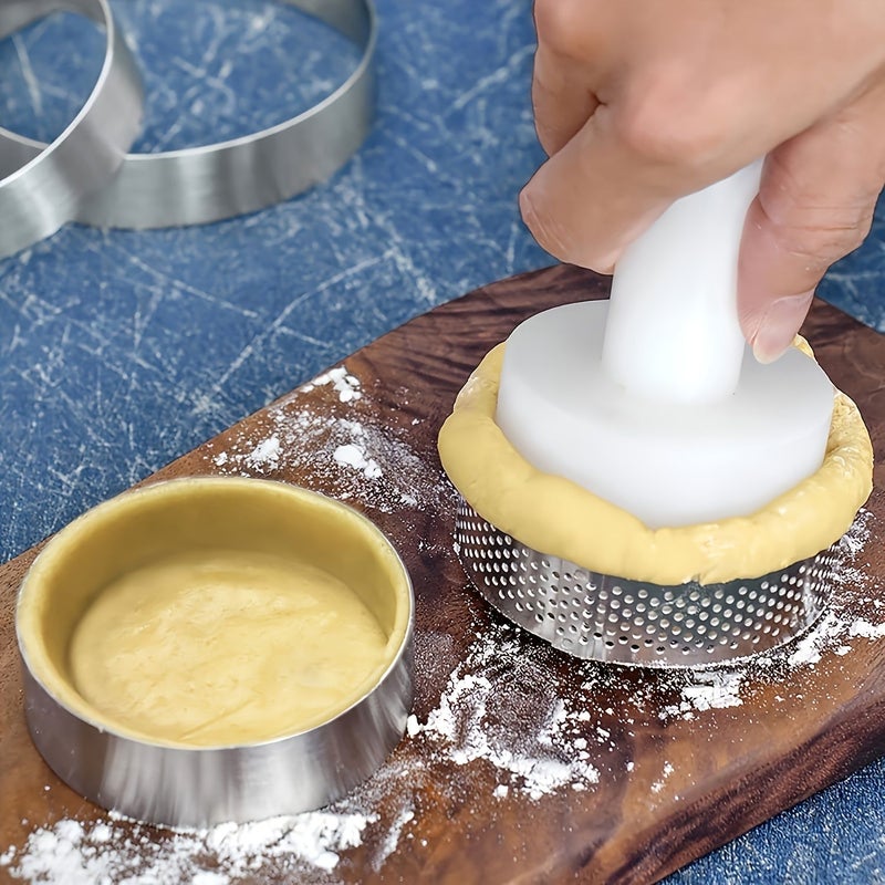 10pcs Stainless Steel Perforated Tart Rings Non Stick Round Pastry Molds Baking Mousse Cakes Shortbread,Fruit Tarts French Desserts Mini Cakes Heat Resistant Dishwasher Safe Diameter 1.97inch - Image 5