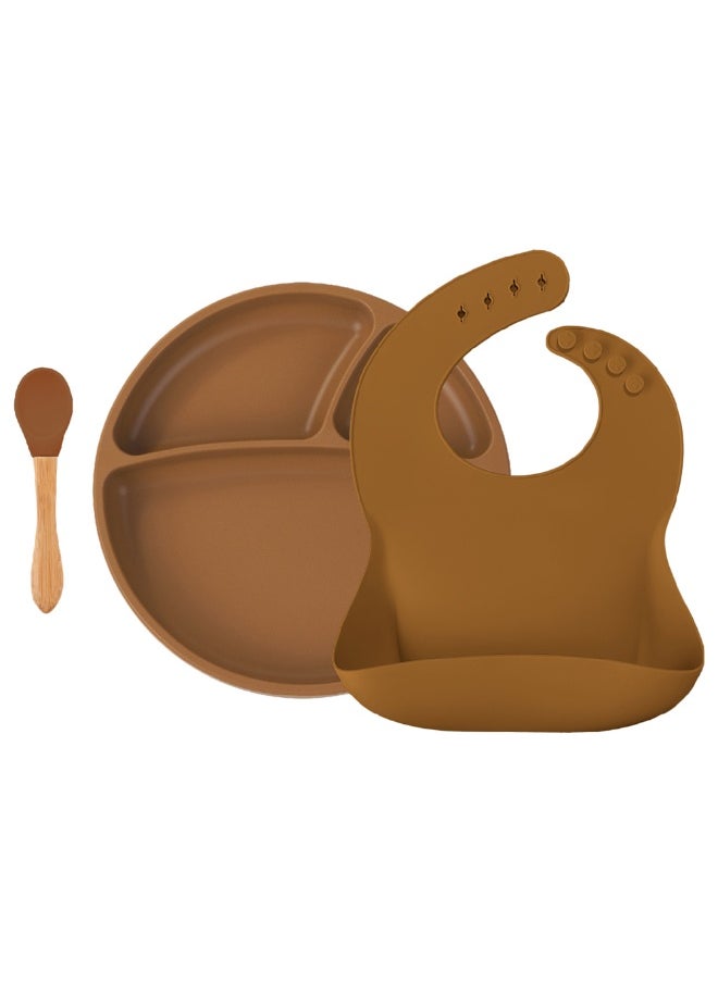 Minikoioi Silicone Dining Set of 3pcs  Woody Brown  - Image 1