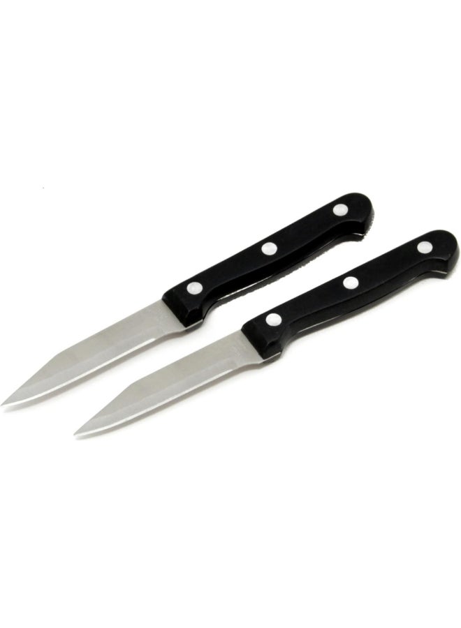 Chef Craft 2-Piece Sharp Stainless Steel Blade Paring Knife Black and Silver 3.5 Inch 21131 - Image 1